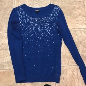 Blue rhinestone studded Express sweater